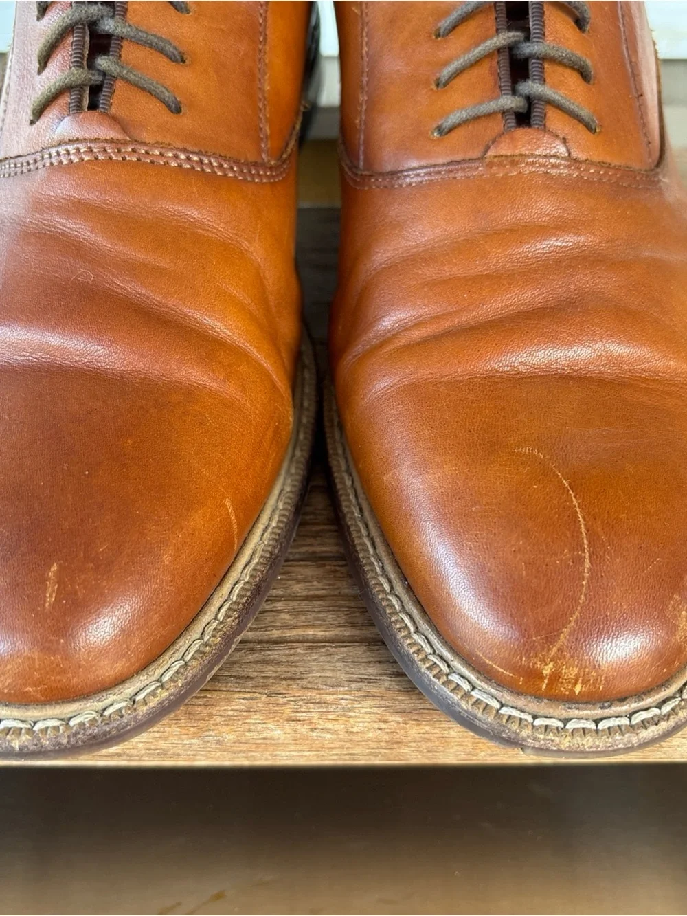 Austin Grey Men's 9 Lace-Up Leather Derby Shoes in Cognac Brown